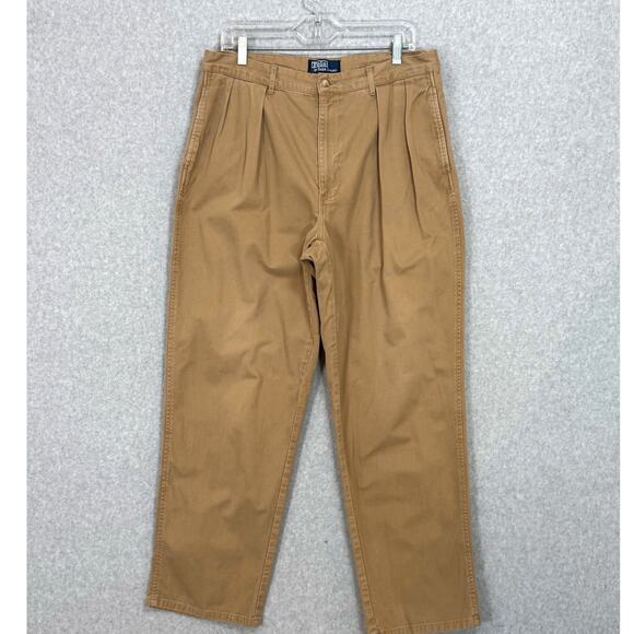 Vtg Polo Ralph Lauren Andrew Chino Pants Size 36x30 Pleated Preppy Old Money - Picture 2 of 16